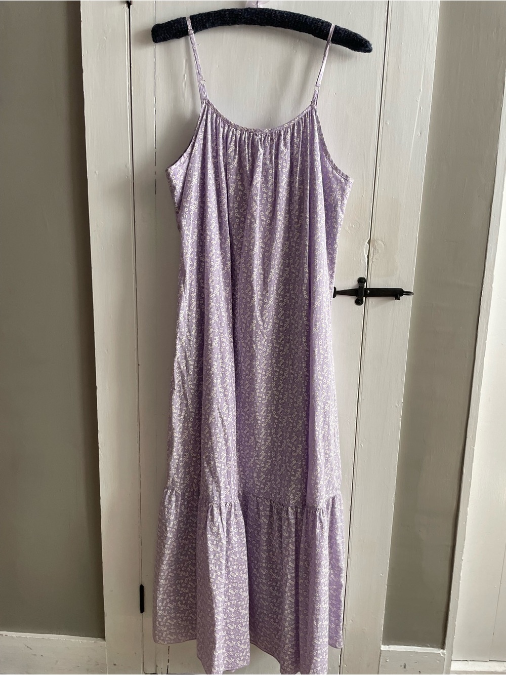 Suzy D 100% Cotton Lavender Floral Ruffle Tiered Maxi Slip Dress NWT Size S - Picture 2 of 7